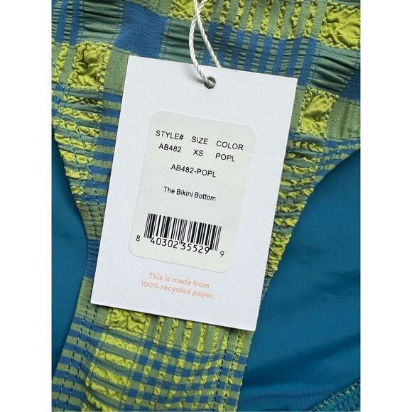 Andie The Bikini Bottom in Plaid Avocado - Picture 5 of 5